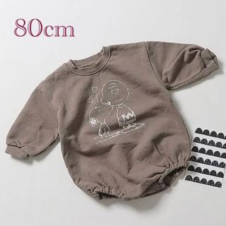 ラスト1点　ブラウン　80cm スヌーピー　ロンパース　子供服　新品　赤ちゃん(ロンパース)