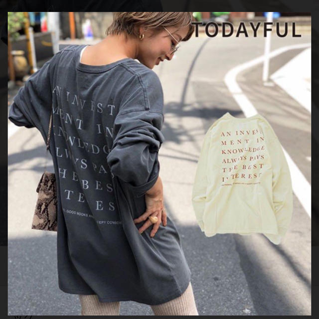 TODAYFUL(トゥデイフル)のtodayful バックプリントロングTシャツ レディースのトップス(Tシャツ(長袖/七分))の商品写真