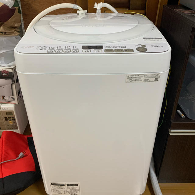 SHARP 全自動洗濯機 7kg ステンレス穴なし槽 ES-GE7D-W