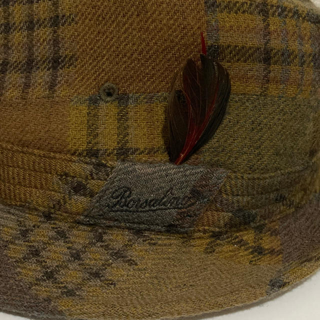 Borsalino(ボルサリーノ)のBorsalino ハット ボルサリーノ チェック 中折れ 帽子 羽根 アイビー メンズの帽子(ハット)の商品写真
