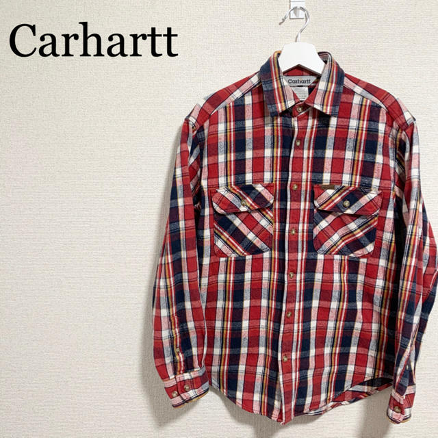 carhartt(カーハート)のカーハート ネルシャツ メンズM チェックシャツ 赤 紺 白 黄色 メンズのトップス(シャツ)の商品写真