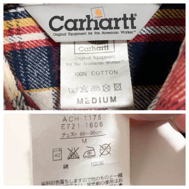 carhartt(カーハート)のカーハート ネルシャツ メンズM チェックシャツ 赤 紺 白 黄色 メンズのトップス(シャツ)の商品写真