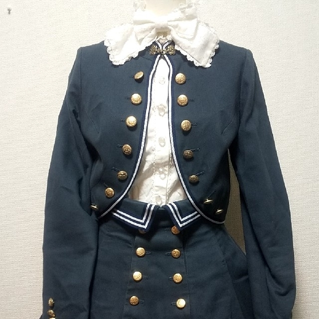 エクサントリーク ジャケット コルセット スカート ブラウス 青 制服