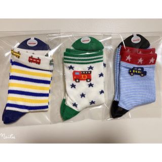 ミキハウス(mikihouse)の新品　ミキハウス　子供靴下　17-19A   男の子　3足組(靴下/タイツ)