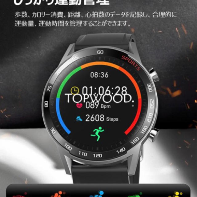 2020最新版スマートウォッチIP67防水活動量計心拍計歩数計 メンズの時計(腕時計(デジタル))の商品写真