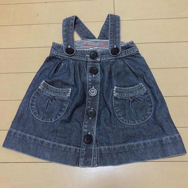 PETIT BATEAU(プチバトー)のプチバトー PETIT BATEAU デニム ジャンパースカート キッズ/ベビー/マタニティのベビー服(~85cm)(ワンピース)の商品写真