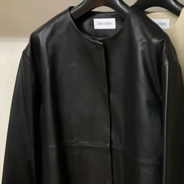 【新品・未使用】イタリアンラムレザー ノーカラー リラックスジャケット Mサイズ