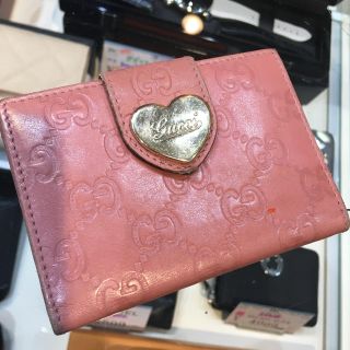 グッチ(Gucci)のGUCCI グッチシマライン　パスケース　224261 ピンク×ゴールド金具(名刺入れ/定期入れ)