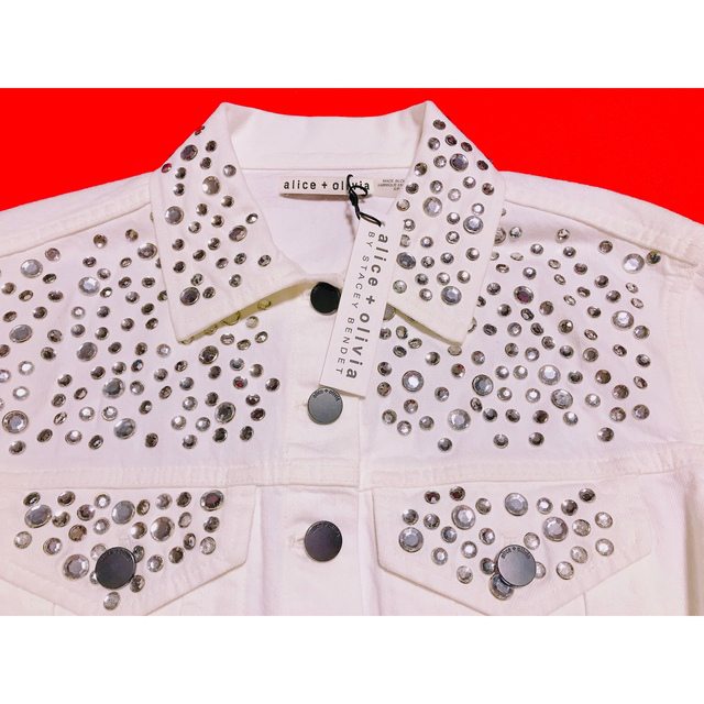 フラワーB ブルーグレイ Alice +Olivia デニムジャケット タグ付き未