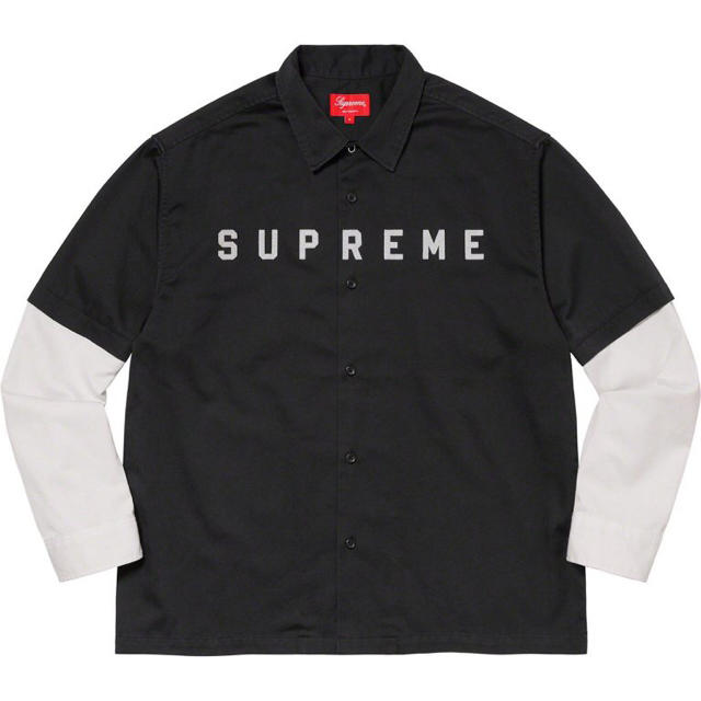 送料込み Lサイズ Supreme 2-Tone Work Shirt ブラック