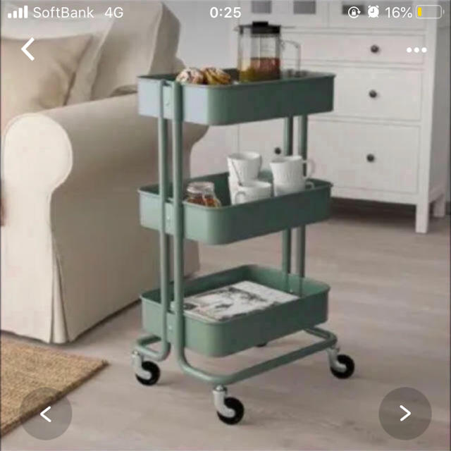 IKEA(イケア)のIKEA RÅSKOG RASKOG ロースコグ ワゴン グレーグリーン  インテリア/住まい/日用品の収納家具(棚/ラック/タンス)の商品写真