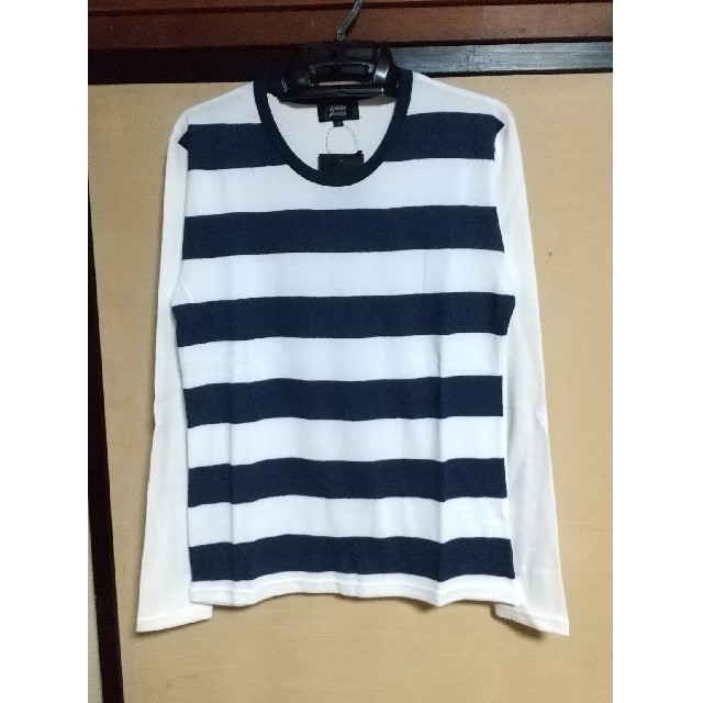 jastin making ボーダークルーネックT 白×ネイビー(M) メンズのトップス(Tシャツ/カットソー(七分/長袖))の商品写真