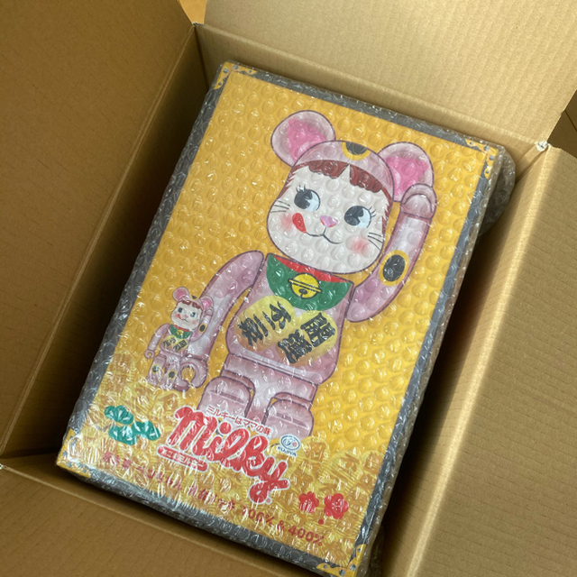 MEDICOM TOY - BE@RBRICK 招き猫 ペコちゃん 桃金メッキ 100％ ＆ 400 ...