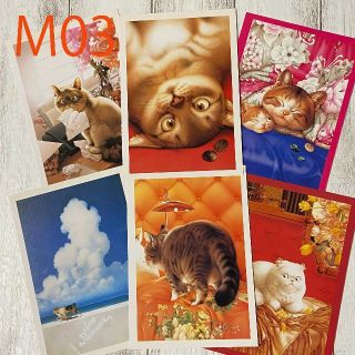 M03　村松誠　ポストカード　6枚セット　ネコ　イラスト　絵はがき　ポスクロ(その他)