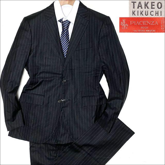 TAKEO KIKUCHI - J5083 美品 タケオキクチ PIACENZA生地 ストライプスーツ 黒 3の通販 by formal K