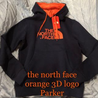 ザノースフェイス(THE NORTH FACE)のノースフェス、今年の流行の秋カラーOrange 3D立体刺繍デカロゴ‼️海外製(パーカー)