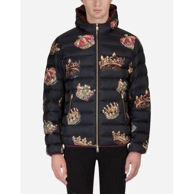 DOLCE&GABBANA(ドルチェアンドガッバーナ)のDolce&Gabbana パッドプリントナイロンジャケット フード付き 44 メンズのジャケット/アウター(ダウンジャケット)の商品写真