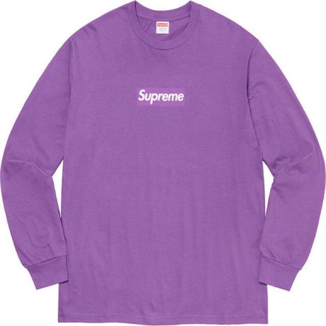新発売の L/S Logo Box - Supreme Tee XLサイズ Purple Tシャツ/カットソー(七分/長袖)
