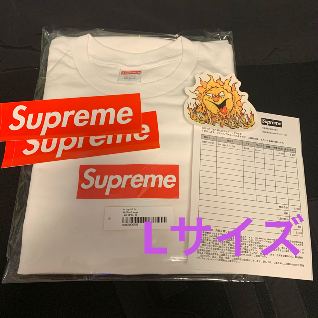 Supreme Box Logo L/S Tee White LargeTシャツ/カットソー(七分/長袖)