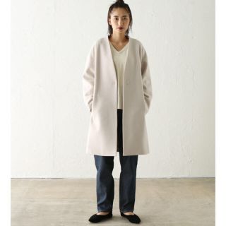 ブラックバイマウジー(BLACK by moussy)のブラックバイマウジー ノーカラーウールコート (ロングコート)