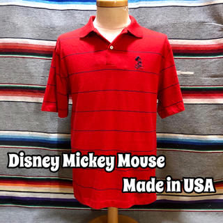 ディズニー(Disney)のMade in USA Mickey Mouse  ボーダー ポロシャツ(ポロシャツ)
