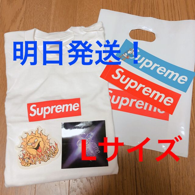 supreme box logo L/S tee white largeロンT