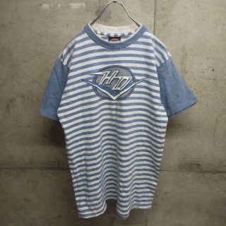 ハーレーダビッドソン(Harley Davidson)のレア 90s ハーレーダビッドソン Tシャツ ボーダー シングルステッチ 古着(Tシャツ/カットソー(半袖/袖なし))