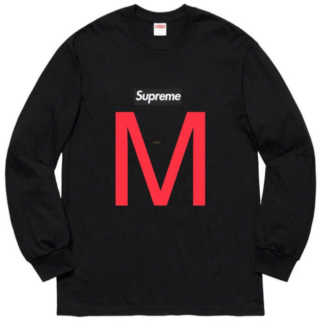 supreme Box Logo L/S Tee Black MTシャツ/カットソー(七分/長袖)