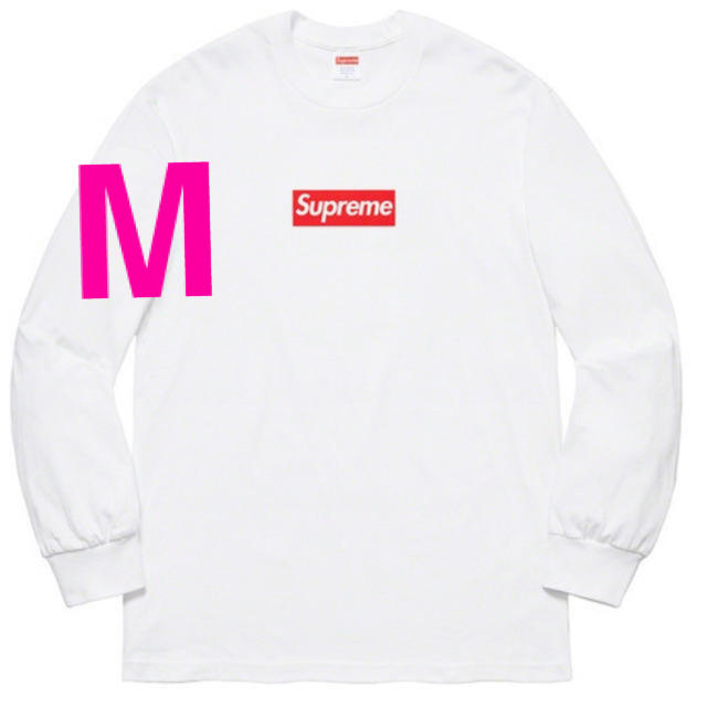 メンズsupreme Box Logo L/S Tee 白　M