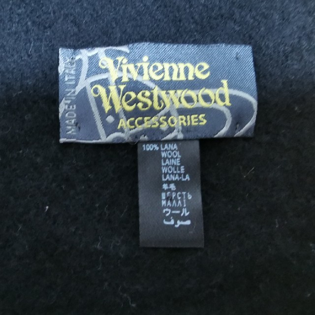 Vivienne Westwood(ヴィヴィアンウエストウッド)の（最終）ヴィヴィアンウエストウッド　ウール100%　黒　マフラー レディースのファッション小物(マフラー/ショール)の商品写真
