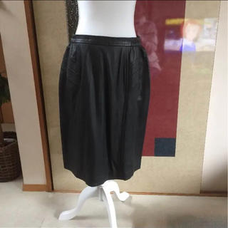 大きいサイズ フェイクレザースカート(ひざ丈スカート)