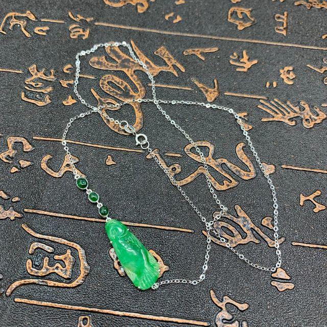 【お取り寄せ】 氷ヒスイ 本翡翠 金魚 ネックレス 1万円引き 福袋 高級緑色 鑑別書 手作り ネックレス