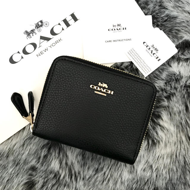 新品☆ COACH(コーチ)メンズ ブラック レザー ダブルファスナー 折り財布