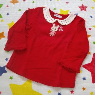 ミキハウス(mikihouse)のミキハウス 襟つき長袖Tシャツ 80cm 赤 ネックレス ロンT(シャツ/カットソー)