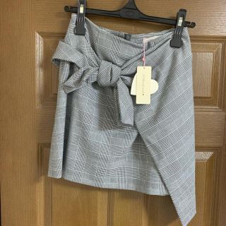 トランテアンソンドゥモード(31 Sons de mode)の31 Sons de mode チェック リボン巻 スカート 新品！(ひざ丈スカート)