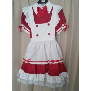 ボディライン(BODYLINE)の赤色 メイド服 コスプレ Mサイズ(衣装一式)