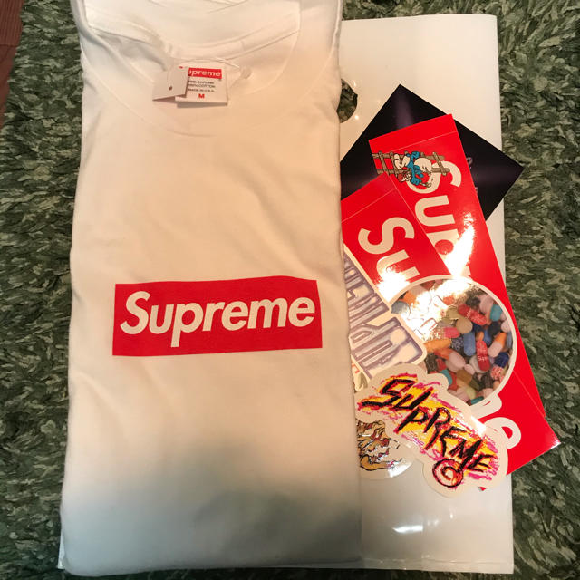 supreme BOXロゴ　ロンT ホワイト　MサイズTシャツ/カットソー(七分/長袖)