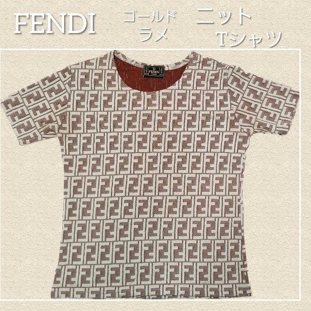 FENDI(フェンディ)のFENDI　ニット薄手Tシャツ　希少ヴィンテージ レディースのトップス(Tシャツ(半袖/袖なし))の商品写真