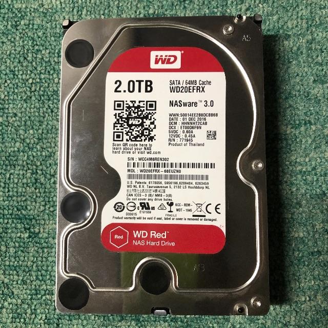 SATA中古HD(完動品) WesternDigital WD20EFRX 2. スマホ/家電/カメラのPC/タブレット(PCパーツ)の商品写真