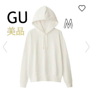 ジーユー(GU)のスウェットプルパーカ　GU 白　今季　WHITE M(パーカー)