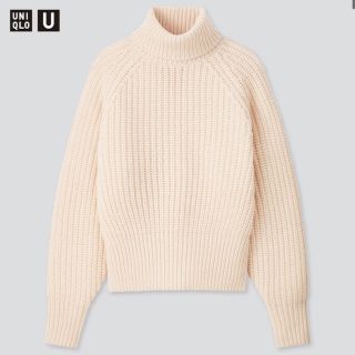 ユニクロ(UNIQLO)のローゲージ　タートルネック　セーター　ホワイト(ニット/セーター)