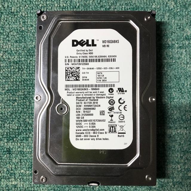 SATA中古HD(完動品) DELL WD1602ABKS 160GB 1918 スマホ/家電/カメラのPC/タブレット(PCパーツ)の商品写真