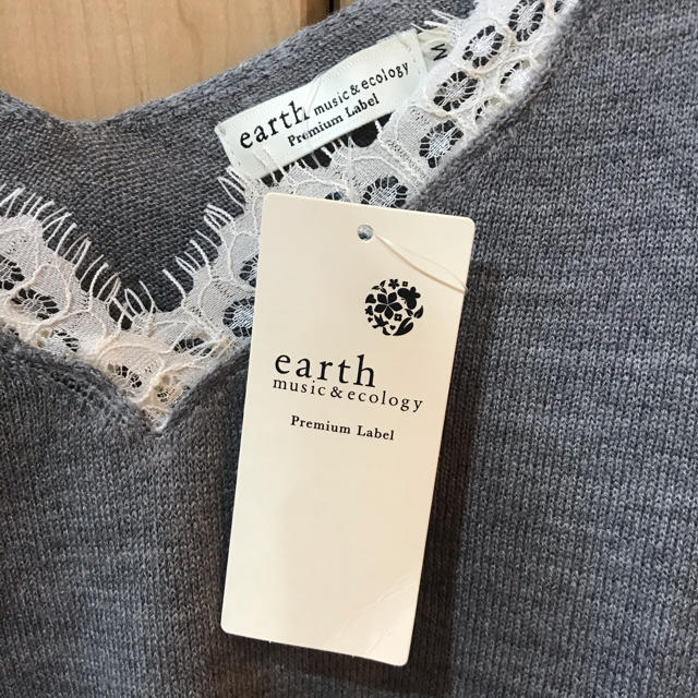 earth music & ecology(アースミュージックアンドエコロジー)の【新品タグ付き】earth music&ecology VネックレースニットM レディースのトップス(カットソー(長袖/七分))の商品写真