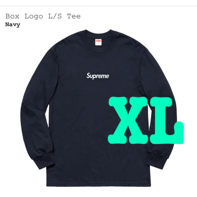 メンズ即配送可能　Supreme Box Logo L/S Tee Navy XL