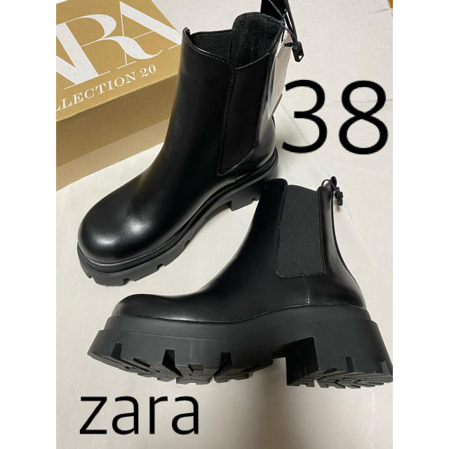 ZARA トラックソール付ローヒールアンクルブーツ　38