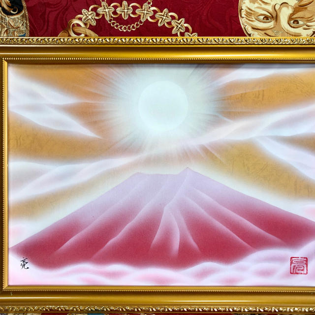 商売繁盛風水色 雲海赤富士開運絵画縁起物金運アップエナジー