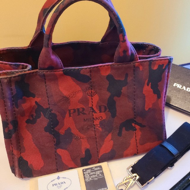 PRADA プラダ カナパ バッグ カモフラ 迷彩 赤 正規品