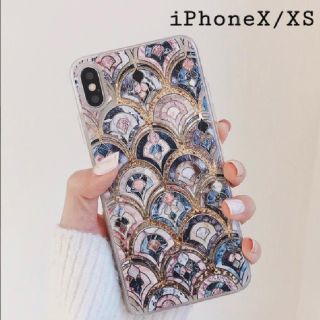 大理石 タイル風 モロッカン グリッター ケース【iPhone X/XS】(iPhoneケース)