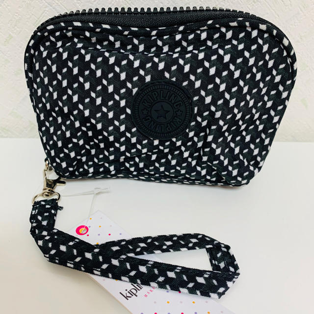 kipling(キプリング)の新品人気商品　キプリングポーチ　コインポーチ　手持ちバックファスナータイプ小紋柄 レディースのファッション小物(ポーチ)の商品写真