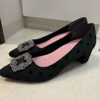 ザラ(ZARA)のSESTO ドット　ビジュー  パンプス　24.5cm(ハイヒール/パンプス)